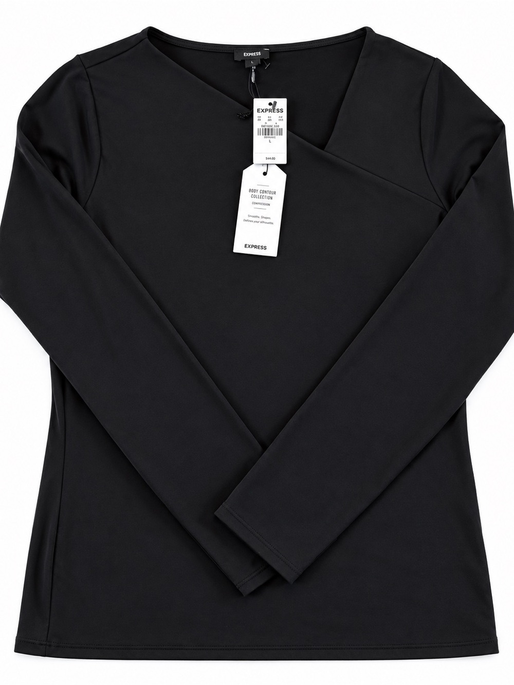 NWT  Express Body Contour Collection Long Sleeve Black Top in Size Large